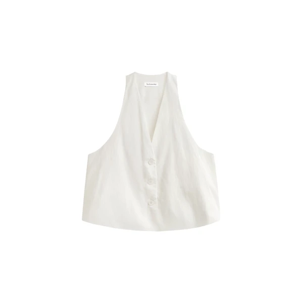 Miglia Linen Trapeze Vest in Ivory