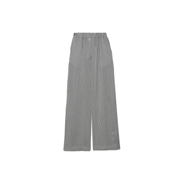 Mirca Striped Silk Elastic Pants in Black and White Stripe