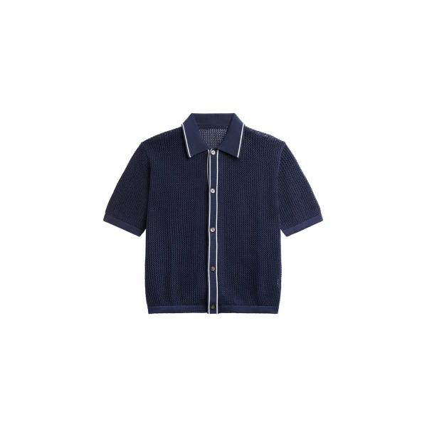 Monza Crochet Knit Cardigan in Navy