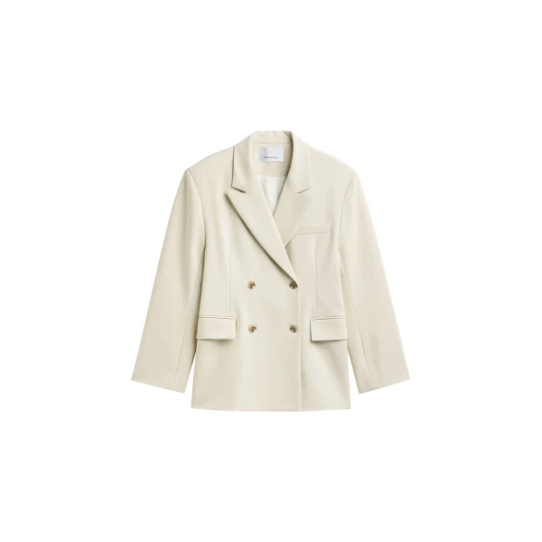 Neria Double Breasted Blazer in Light Beige