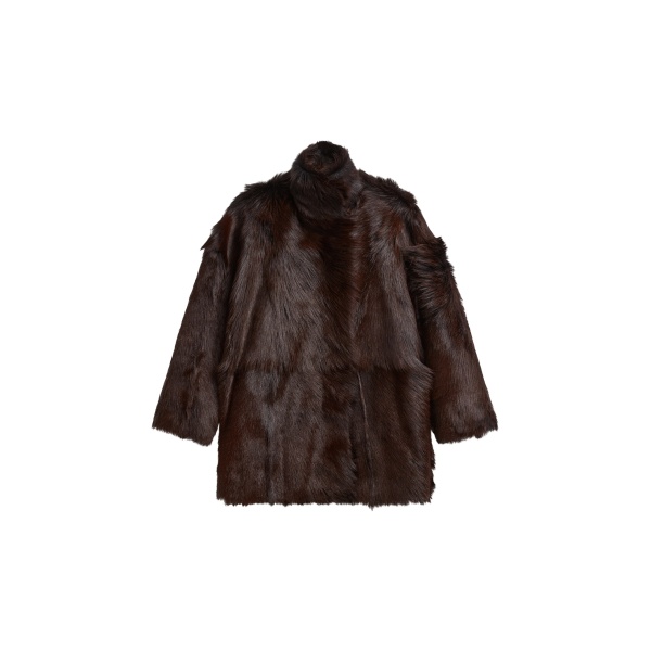The Frankie Shop Nerola Funnel Neck Fur Coat