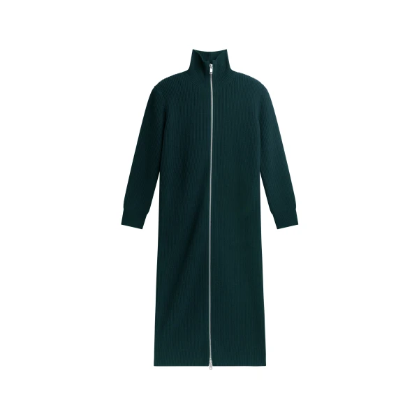Nolia Knit Long Cardigan Dress in Bottle Green