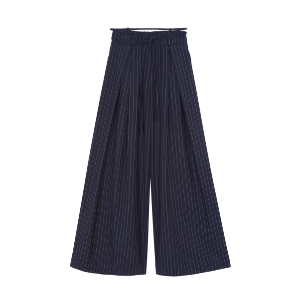 Noor Wide Pants in Navy Pinstripe
