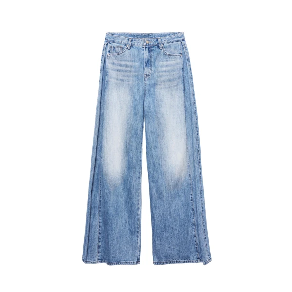 Oakley Wide Leg Jeans in Worn Wash