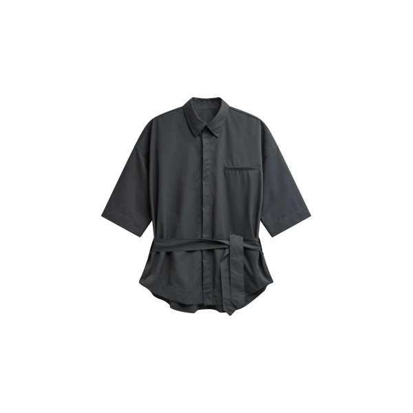 Odesa Belted Shirt in Charcoal