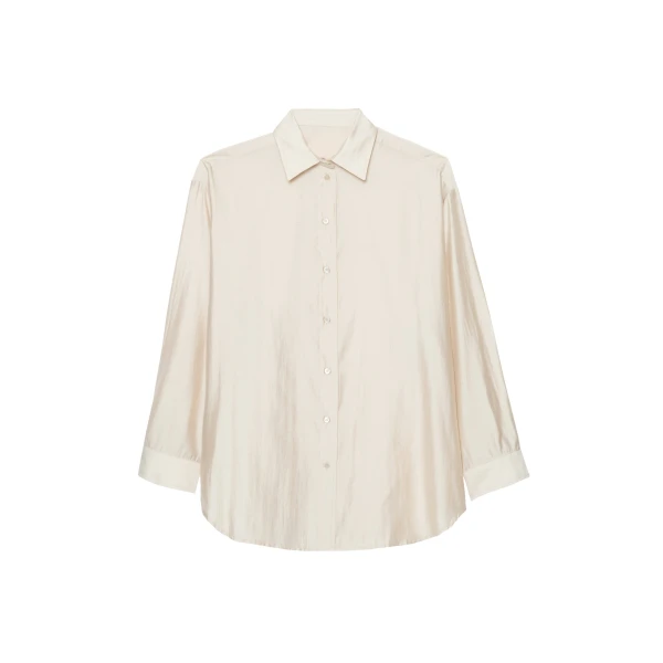 Ola Semi-Sheer Button Up Shirt in Ivory
