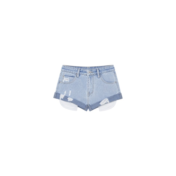 The Frankie Shop Oleron Distressed Denim Mini Shorts