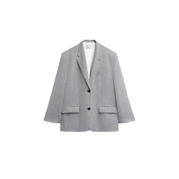 Olivella Oversized Padded Blazer in Black Houndstooth