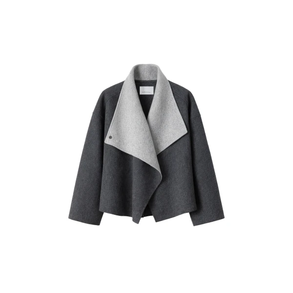 Onelle Wool Reversible Short Coat in Grey