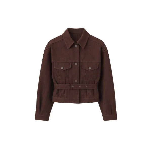 Oslo Cotton Cinched Jacket in Brown