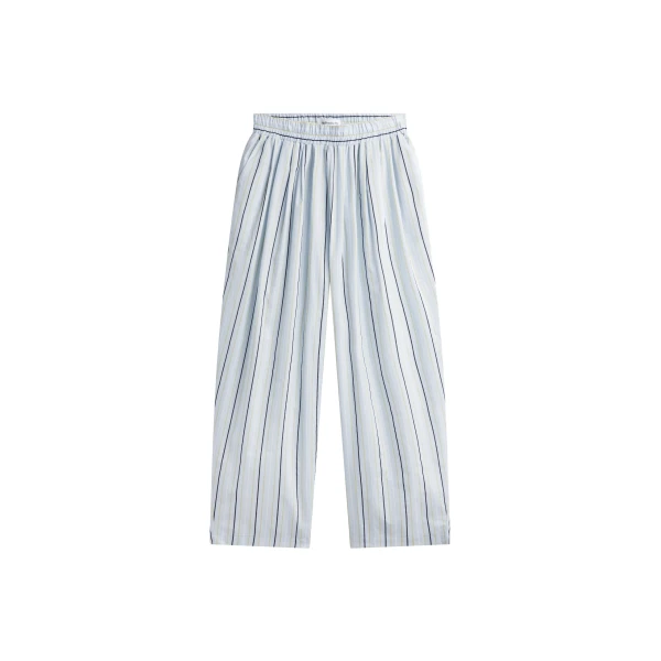 Otranto Cotton Barrel Leg Pants in Blue Multi Stripe