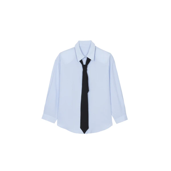 Patti Neck Tie Shirt in Sky Blue