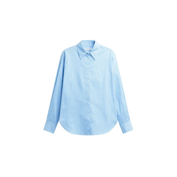 Peri Cotton Shirt in White and Light Blue