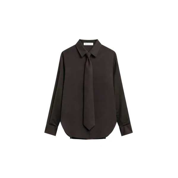 Peri Tie Neck Shirt in Brown
