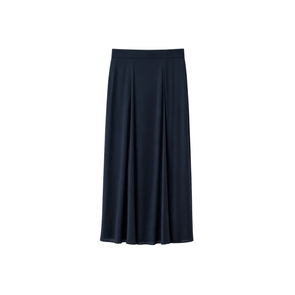 Provence Fluid A-Line Midi Skirt in Navy