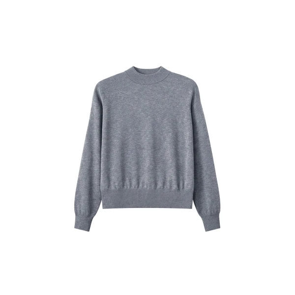 Rue Padded High Neck Sweater in Grey Melange