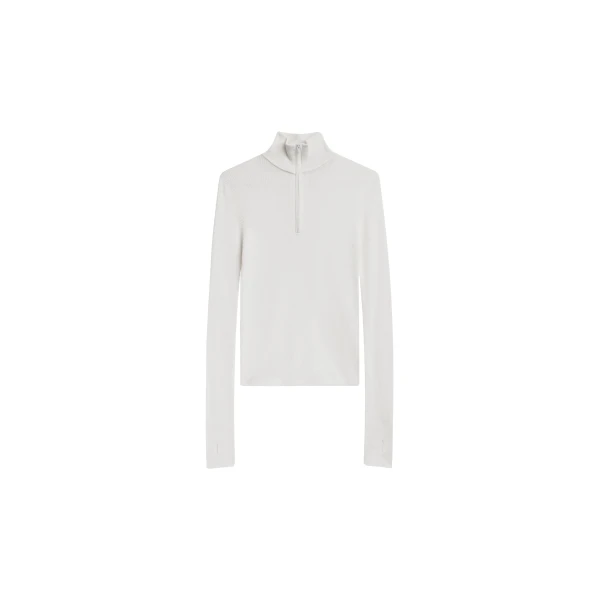 Sade Knit Zip Sweater in White