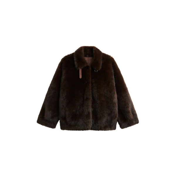 Senja Faux Fur Jacket in Dark Brown