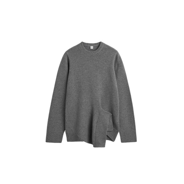 Toteme Asymmetric cashmere knit in Dark grey mélange