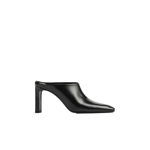 Bar leather mules in Black