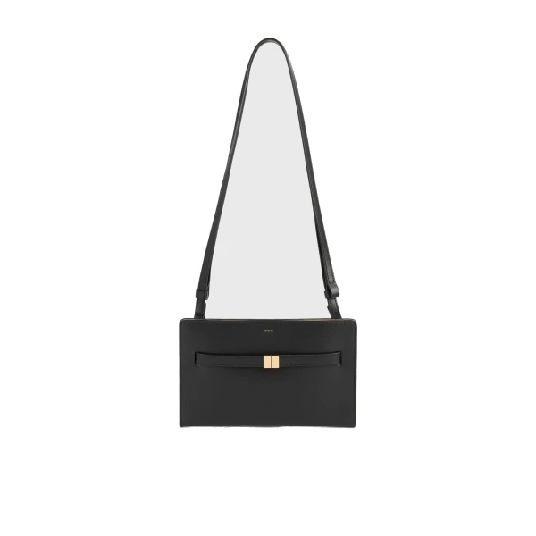 Belted leather crossbody in Black