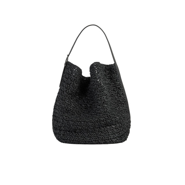Toteme Belted paper raffia tote in Black