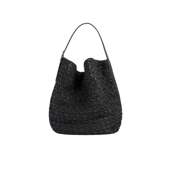 Toteme Belted paper raffia tote in Black
