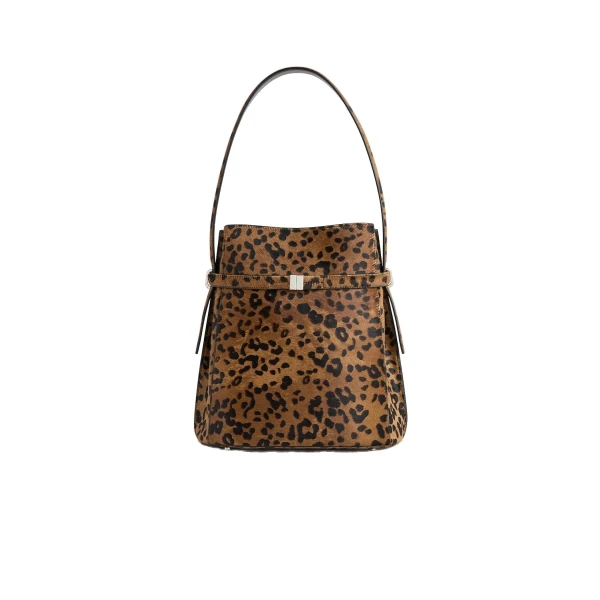 Toteme Belted pony hair bucket bag in Leopard
