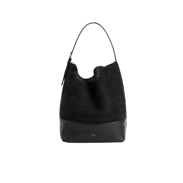 Toteme Belted woven-leather tote in Black