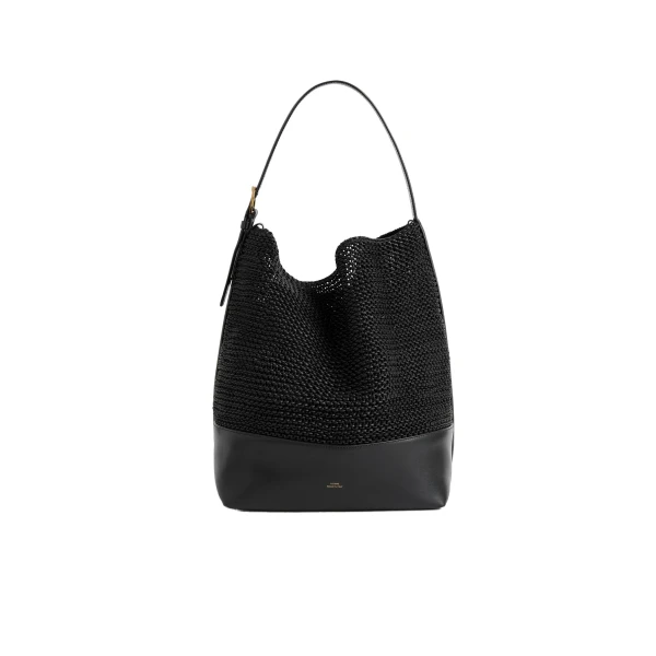 Toteme Belted woven-leather tote in Black