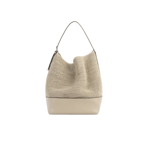Toteme Belted woven leather tote in Fawn