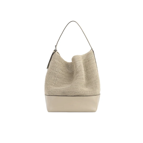 Toteme Belted woven leather tote in Fawn