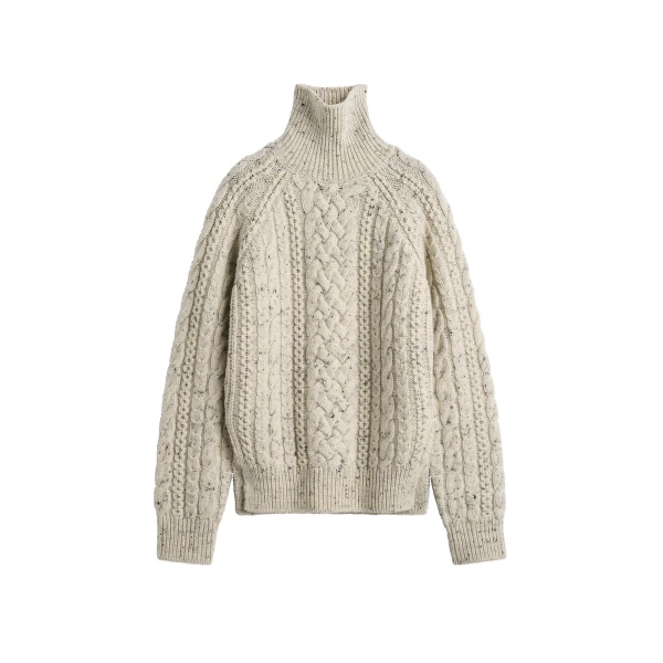Toteme Cable knit turtleneck in Ecru
