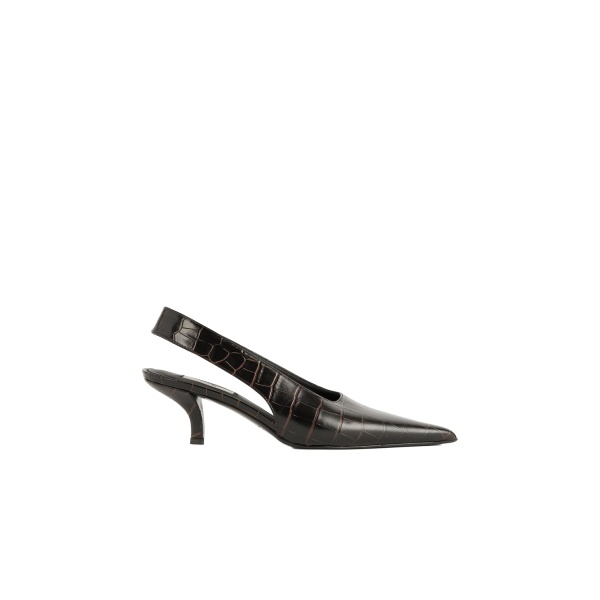 Toteme Classic croco-embossed slingbacks in Dark brown