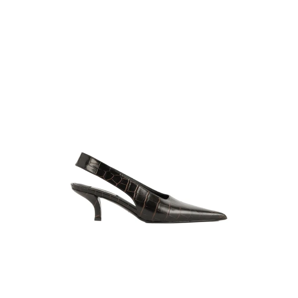 Toteme Classic croco-embossed slingbacks in Dark brown