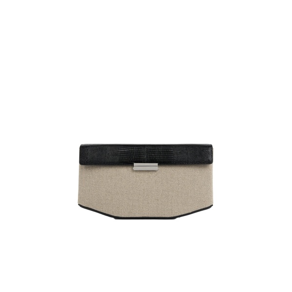Toteme Clip canvas clutch in Beige / Black