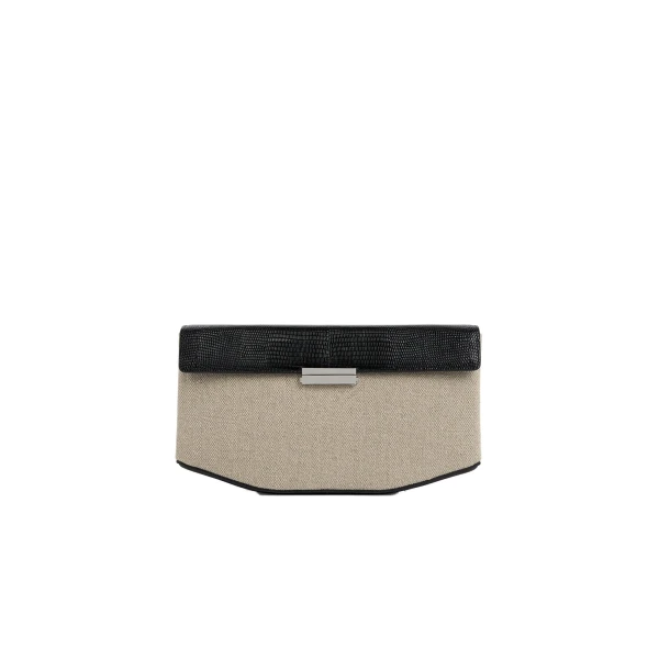 Toteme Clip canvas clutch in Beige / Black