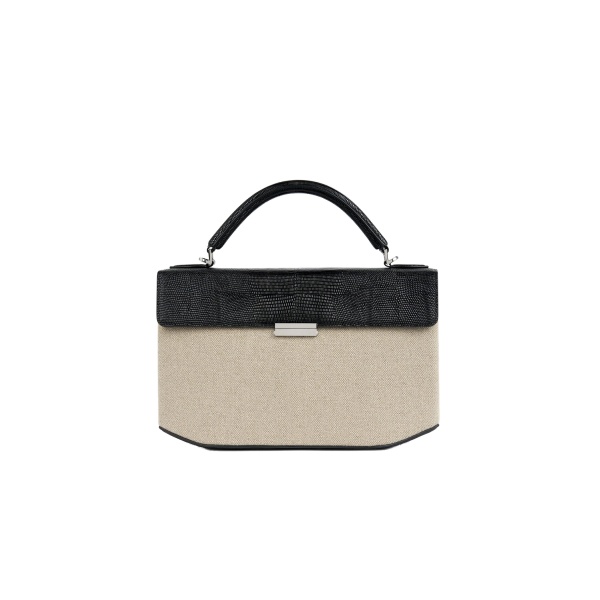 Toteme Clip canvas top handle in Beige / Black