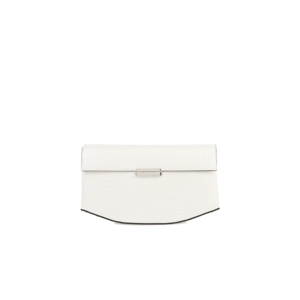 Toteme Clip croco-embossed clutch in Off-white
