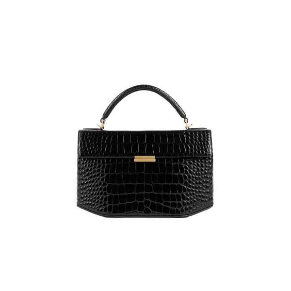 Toteme Clip croco-embossed top handle in Black
