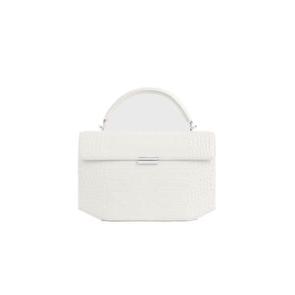 Toteme Clip croco-embossed top handle in Off-white