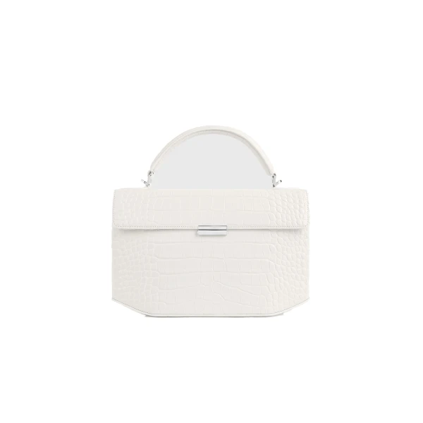 Toteme Clip croco-embossed top handle in Off-white