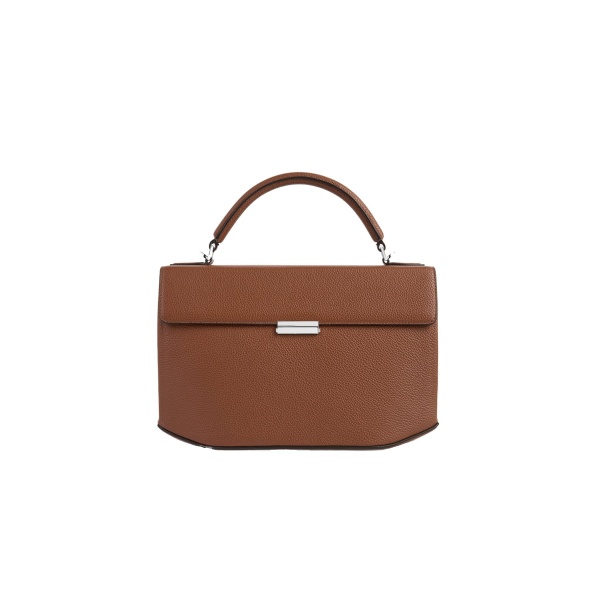 Toteme Clip grained-leather top handle in Sienna