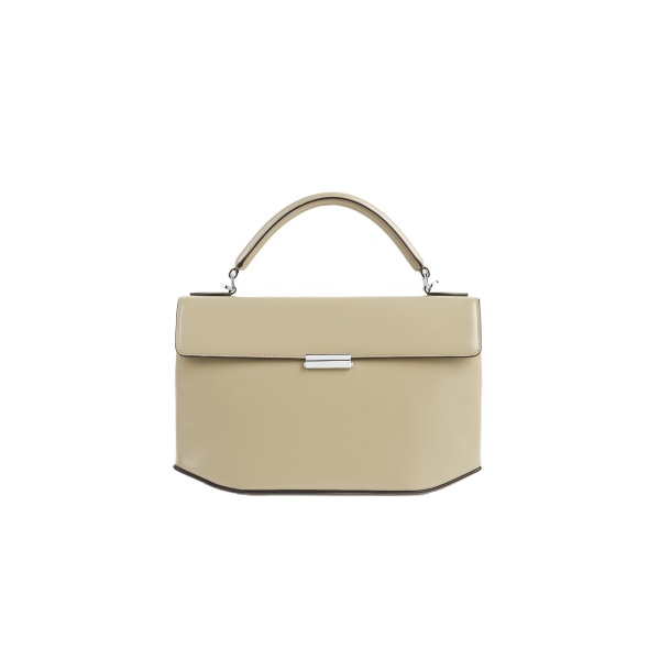 Toteme Clip polished-leather top handle in Cashew