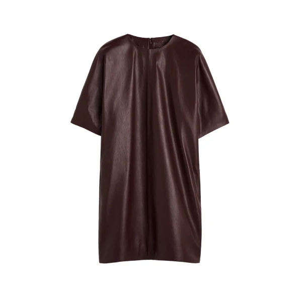 Toteme Cocoon leather dress in Bordeaux