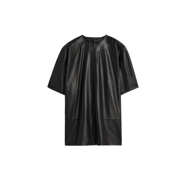 Cocoon leather top in Black