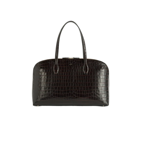 Toteme Croco-embossed day tote in Dark chocolate