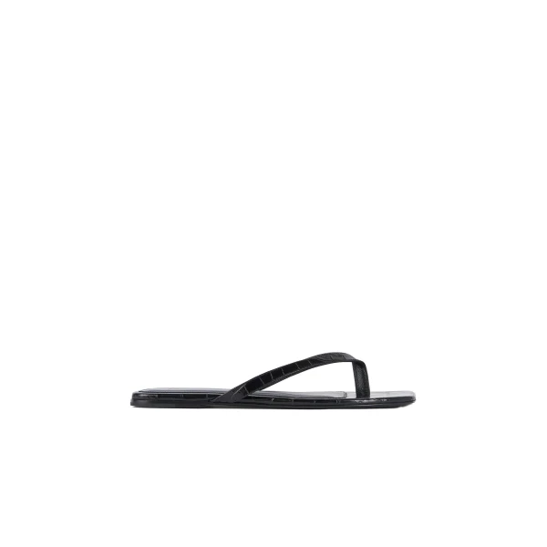 Toteme Croco-embossed flip flops in Black