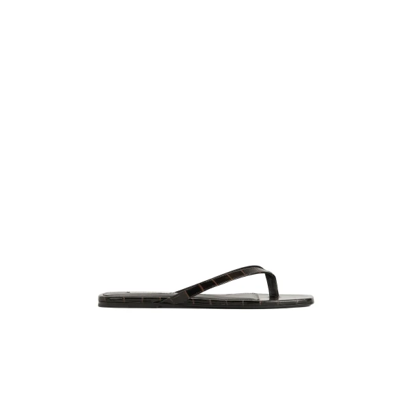 Toteme Croco-embossed flip flops in Dark brown