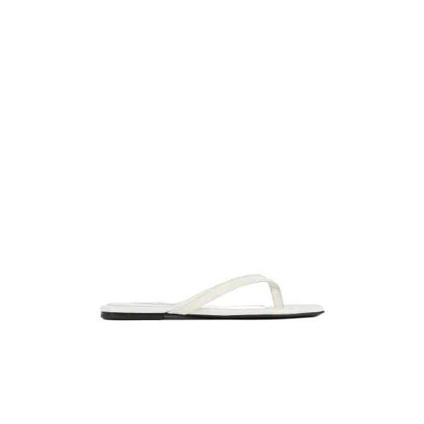 Toteme Croco-embossed flip flops in Off-white